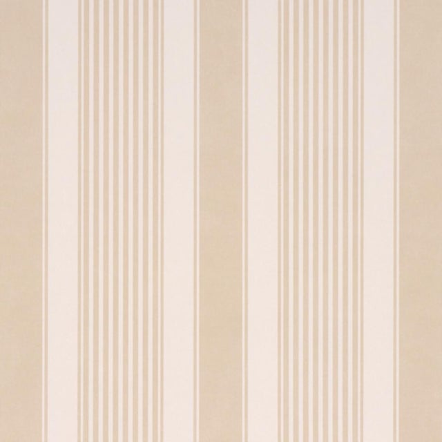 Sample - Schumacher Summerville Stripe Wallcovering In Birch For Sale