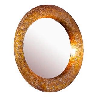 Illuminated Gold Glass Mirror, 1970s For Sale