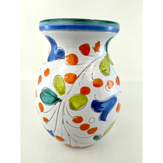 Vintage Italian Hand Painted Ceramic Vase For Sale In Little Rock - Image 6 of 9