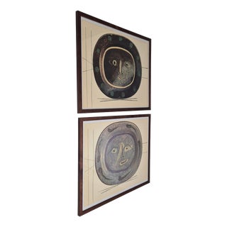 After Pablo Picasso, Céramiques De Picasso, 1948, Polychrome Prints, Framed, Set of 2 For Sale