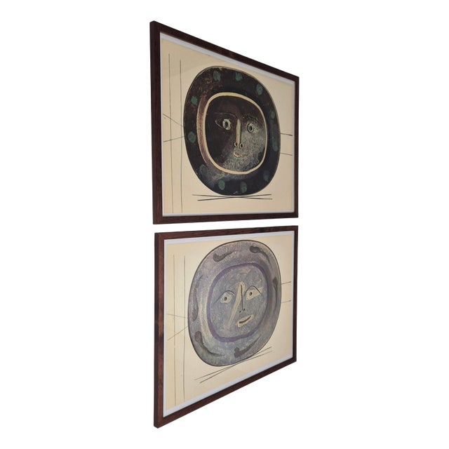After Pablo Picasso, Céramiques De Picasso, 1948, Polychrome Prints, Framed, Set of 2 For Sale