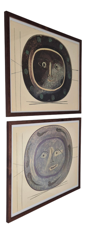 After Pablo Picasso, Céramiques De Picasso, 1948, Polychrome Prints, Framed, Set of 2