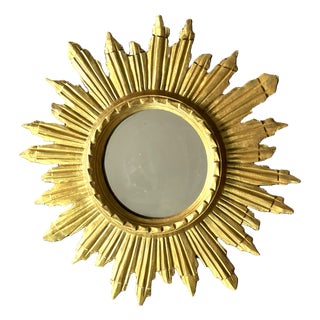 Mid-Century Italian Giltwood Sunburst Mirror, 1960s For Sale
