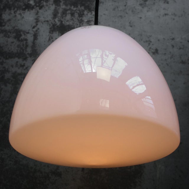 Opaline glass pendant by philips, holland brass top 2 meter black wire depending on destination, all our lights are...