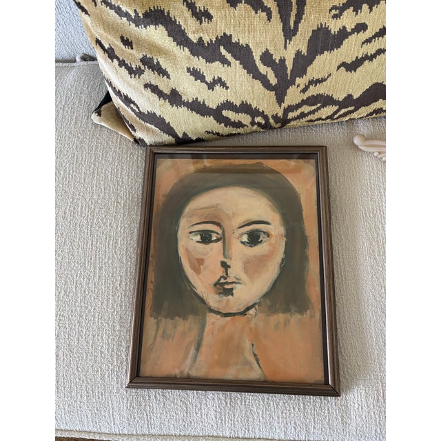 Mid 20th Century Mid-20th Century Framed French Parisian Female Portrait Painting For Sale - Image 5 of 16