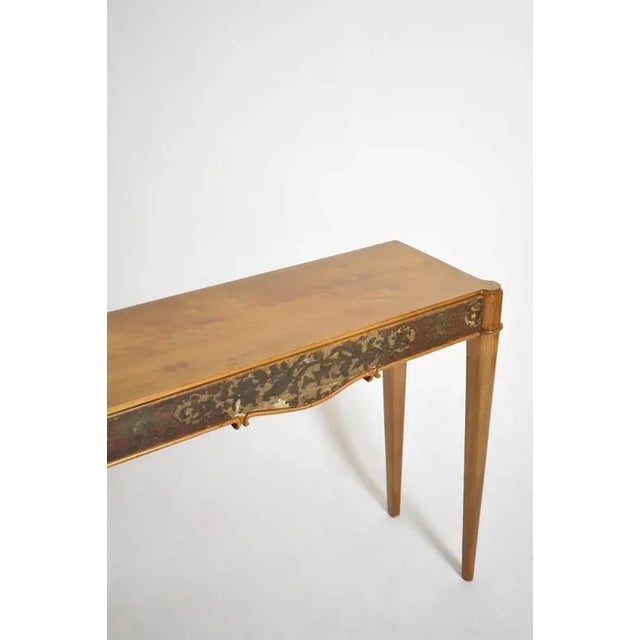 Natural Wood and Lacquered Console Table, 1940s For Sale - Image 4 of 5