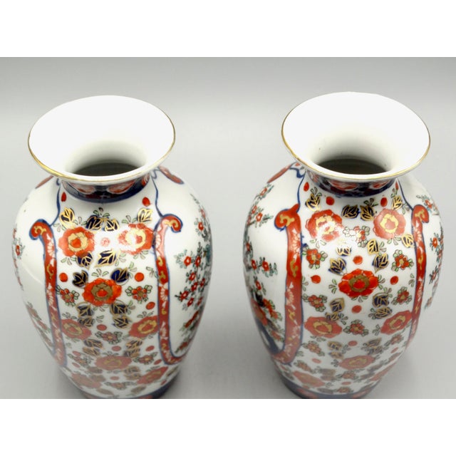 Ceramic Antique Japanese Porcelain Imari Vases, a Pair For Sale - Image 7 of 9