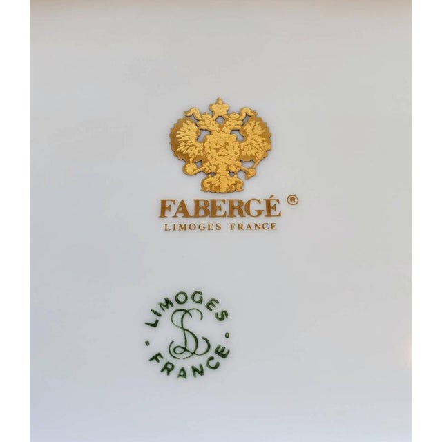 Late 20th Century House of Faberge & Limoges Porcelain Tray With Hand Painted Parcel Gilt Pine Cone Egg For Sale - Image 5 of 11