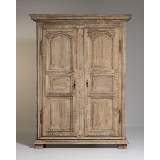 1800-1809 France Weathered Pale Grey Painted Oak Bookcase Cabinet For Sale - Image 4 of 11