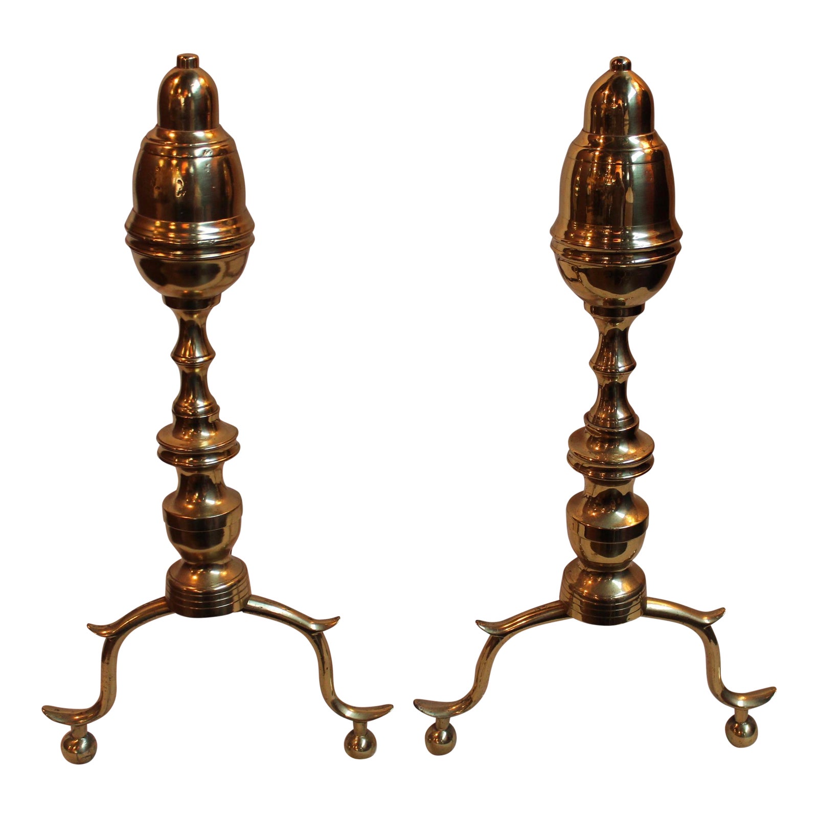 Antique Brass Andirons Pair Chairish