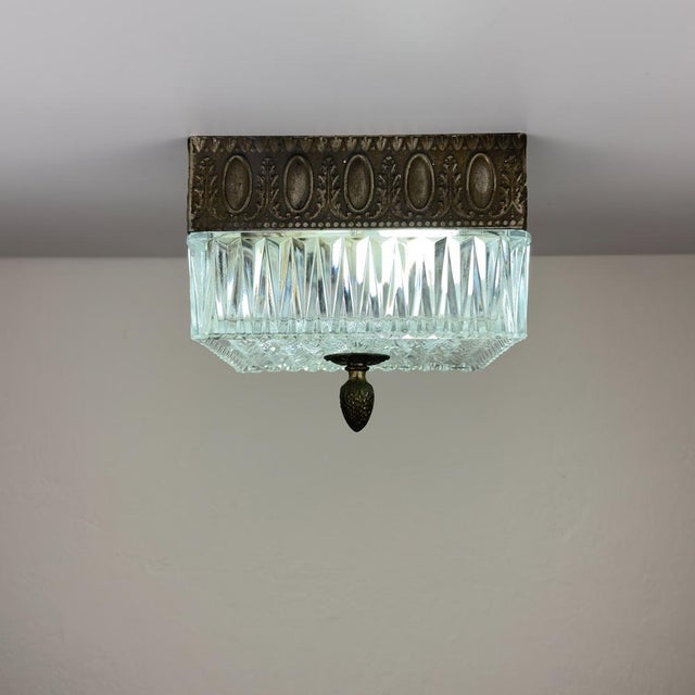 Vintage Crystal Ceiling Lamp, Italy, 1960s For Sale - Image 4 of 18