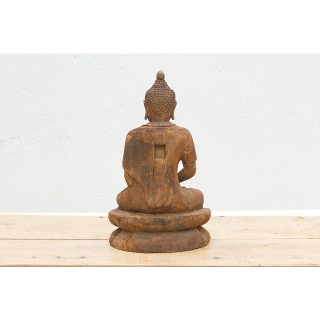 Brown Finely Carved Meditative Buddha Statue For Sale - Image 8 of 9