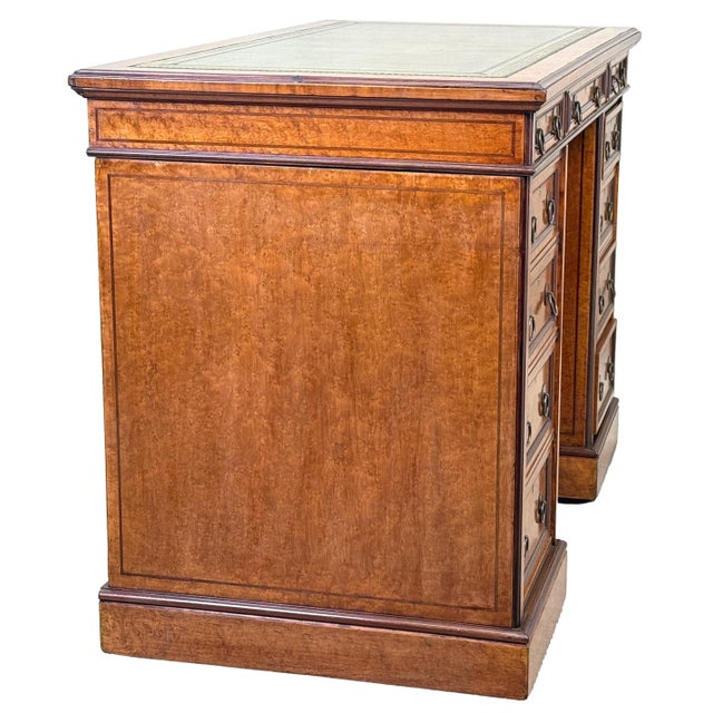 Small English Birdseye Maple Pedestal Desk, 1840 For Sale - Image 11 of 14