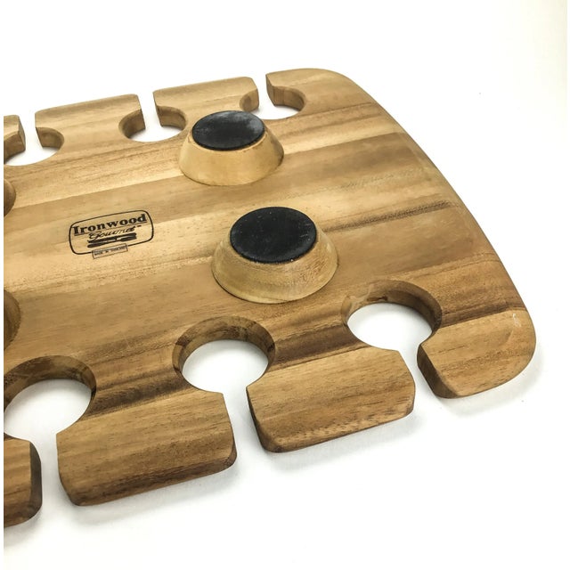 Tan Vintage Ironwood Wine Glass Holder Serving Tray For Sale - Image 8 of 10