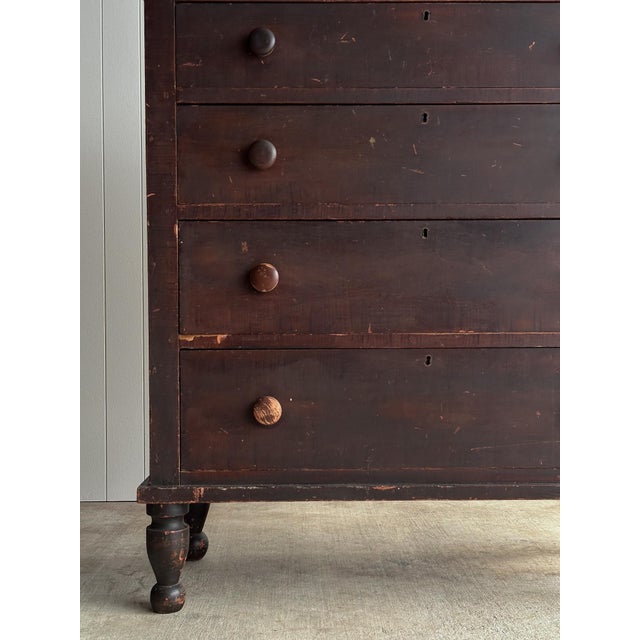 Wood Late 19th Century Antique Painted Pine Chest of Drawers, Original Surface For Sale - Image 7 of 17