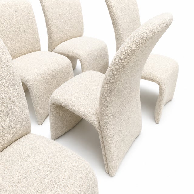 Great looking set of MCM fully upholstered dining chairs. This set is circa 1980. We have a custom upholstery shop and had...