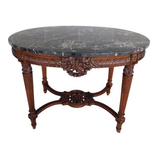 Antique French Louis XVI Style Marble Top Center Table For Sale