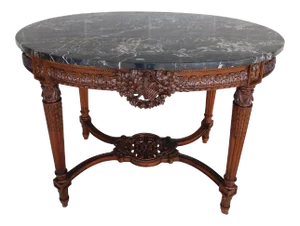 Antique French Louis XVI Style Marble Top Center Table