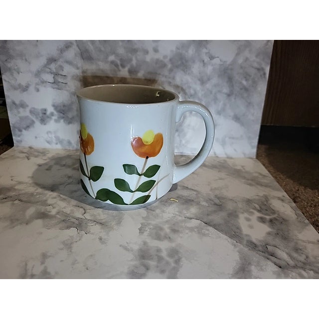 Vintage Attributed to Otagiri Stoneware Coffee Mugs Botanical For Sale - Image 9 of 10