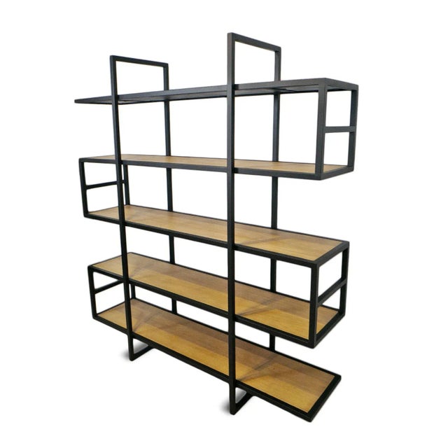 Contemporary Modern Iron & Oak Display Shelf For Sale - Image 3 of 13