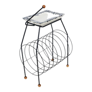 Tony Paul Black Wire, Ceramic & Wood Album Stand, 1950s