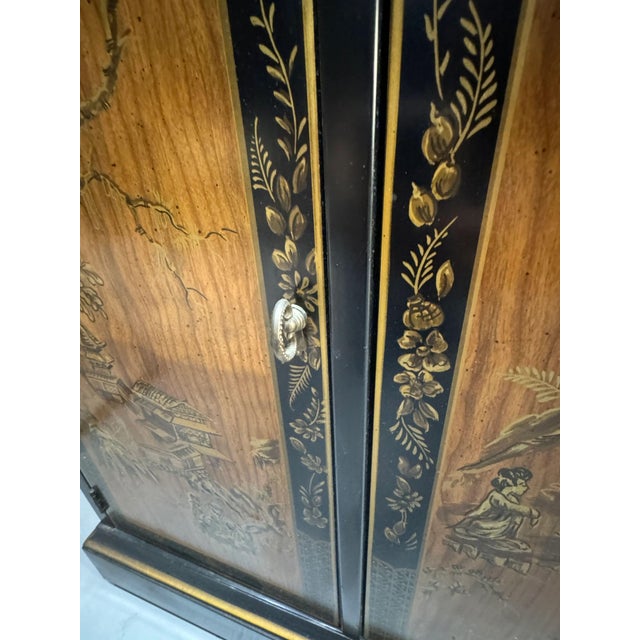 Wood Drexel Et Cetera Collection Black Lacquer Chinoiserie Flip-Top Buffet Server, 1970s For Sale - Image 7 of 18