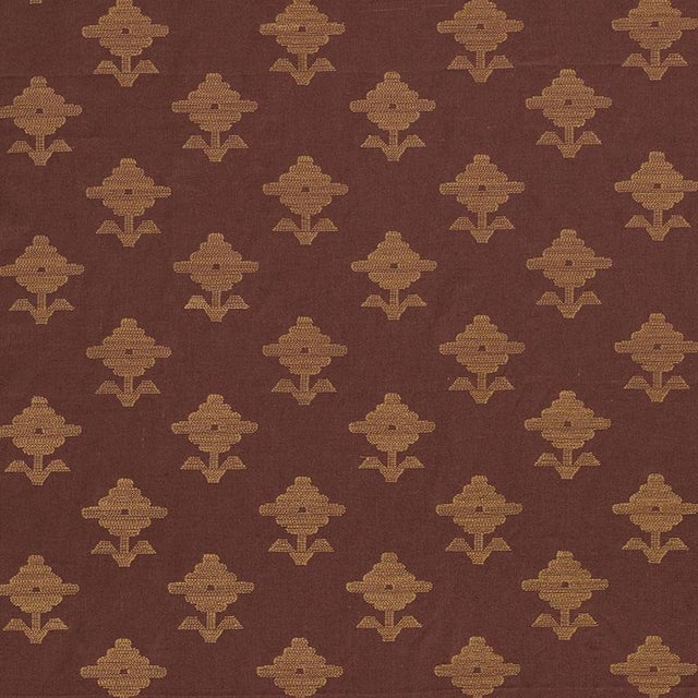 Sample - Schumacher Rubia Embroidery Fabric in Umber For Sale