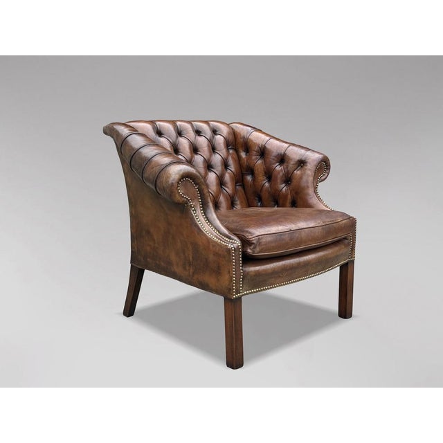 Brown Leather Club Armchair, 1880s For Sale - Image 9 of 11