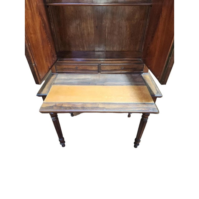 Early 1900s Dutch Rosewood Bonheur Du Jour Writing Desk and Mirrored Cabinet For Sale - Image 4 of 7
