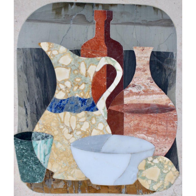 Cream G. Ugolini Pietra Dura Framed Natural Stone Still Life Wall Art, 1950's For Sale - Image 8 of 16