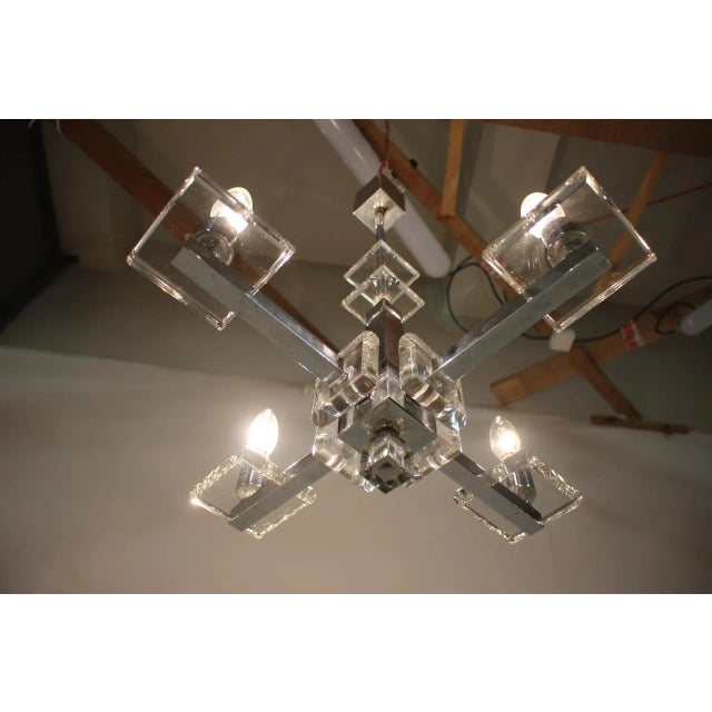 Chrome and Glass Chandelier, 1930s For Sale - Image 6 of 9