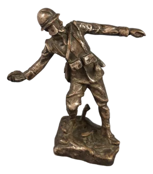 Antique Bronze Infantry Soldier Sculpture, 1940s