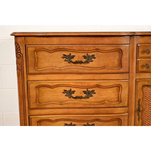 French Provincial Louis XV Carved Fruitwood Triple Dresser by Fancher Furniture, Circa 1960s For Sale - Image 10 of 16