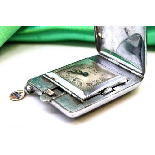 Metal Steel Travel Watch with Mechanical Movement and Suspension Ring from Condal For Sale - Image 7 of 9