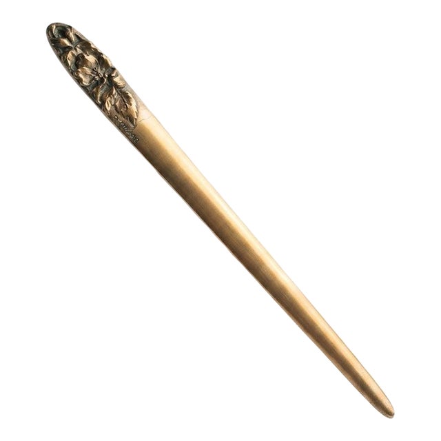 Antique Art Nouveau Bronze Letter Opener Signed by Henri Veillard French Paper Knife For Sale