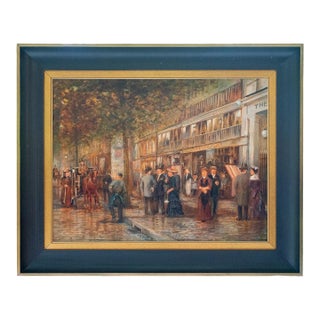 Late 20th Century Johannes Josephus (Jan) Hovener - Parisian Street Scene, Oil on Canvas For Sale