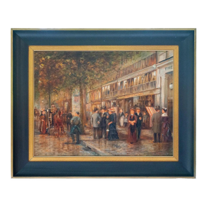 Late 20th Century Johannes Josephus (Jan) Hovener - Parisian Street Scene, Oil on Canvas