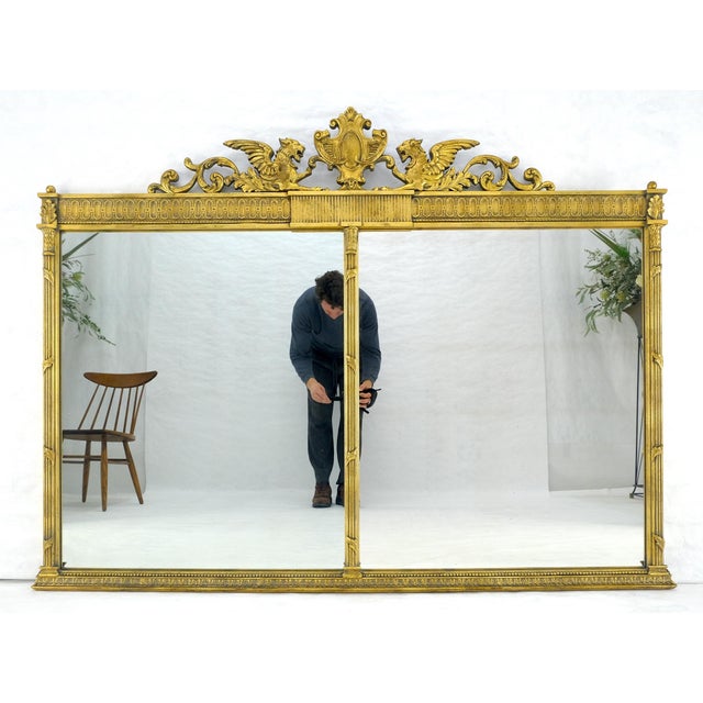 Large c1920s 65x49 Rectangle Neoclassical Gilt Mirror w/ Griffins MINT For Sale - Image 14 of 16