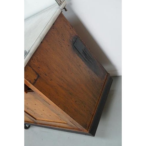 Large Antique Art Deco German Oak & Marble Chocolate Shop Counter, 1920s For Sale - Image 9 of 18