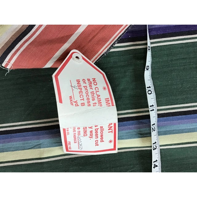 1990s Vintage Schumacher Green Multicolor Cotton Stripe Upholstery Fabric - 600250 4 Yards For Sale - Image 5 of 7