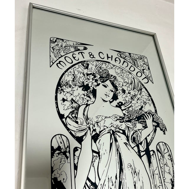 Vintage Art Nouveau Moët & Chandon Advertising Mirror, 1960s For Sale - Image 18 of 18