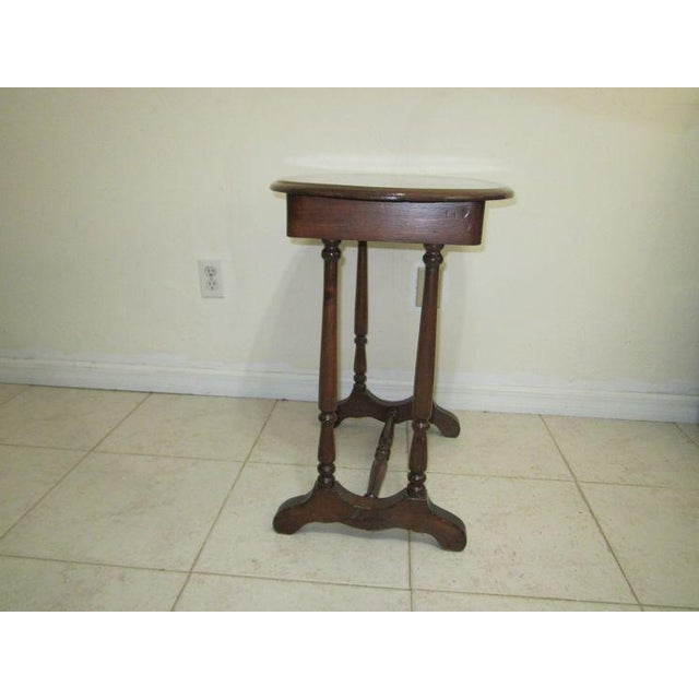 Vintage Colonial Style Wood Accent Table Dark Tone For Sale In Naples, FL - Image 6 of 10