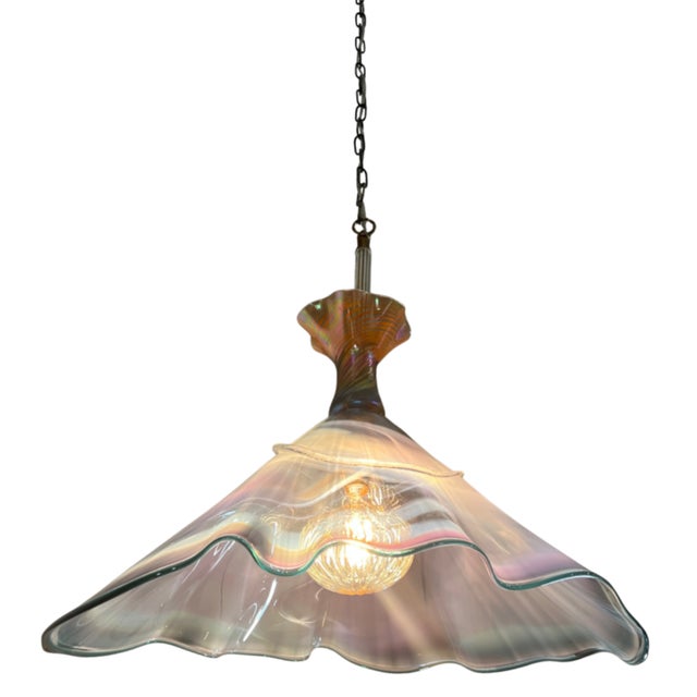 This one‑of‑a‑kind pendant light is a sculptural composition of two hand‑blown glass elements, standing about 24 inches...