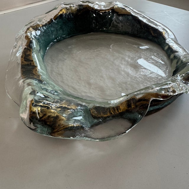 Metal Molded Bowl in Cast Glass and Forged Bronze, 1980s For Sale - Image 7 of 12