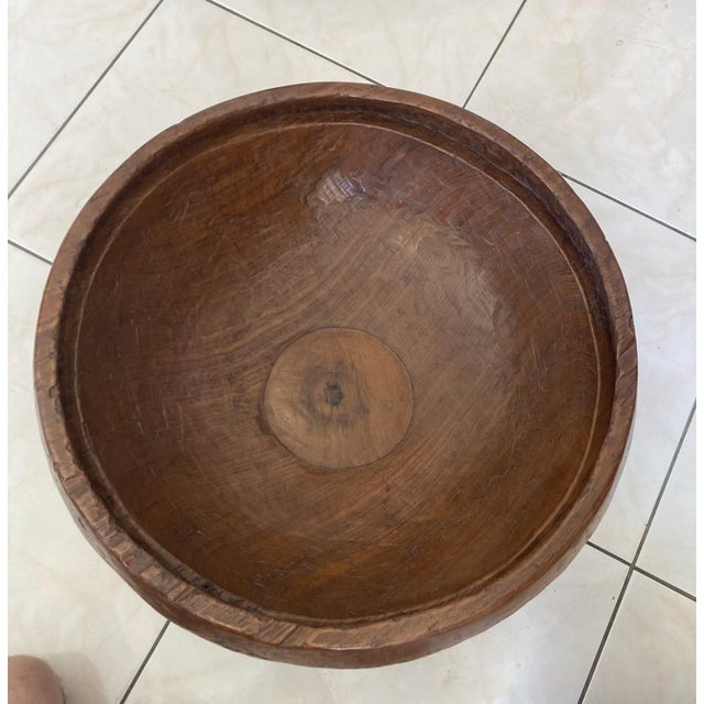 Brown Large Rustic Teak Wood Bowl For Sale - Image 8 of 8