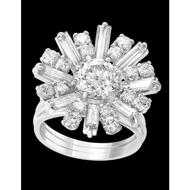 2000 - 2009 1.6 Carat Centre Diamond Flower Cocktail Engagement Platinum Ring Estate TDW 3.2 For Sale - Image 5 of 18