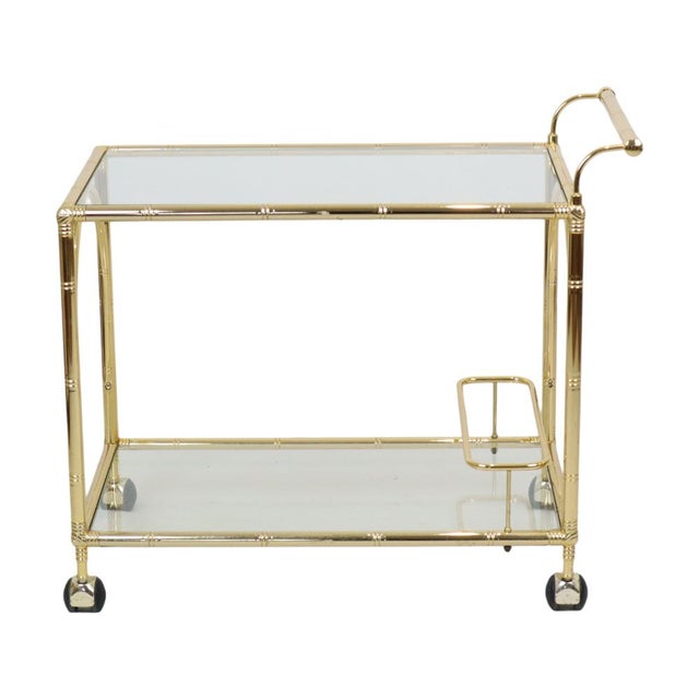 Hollywood Regency Faux Bamboo and Glass Bar Cart by Orsenigo, Italy, 1970s For Sale - Image 12 of 13
