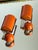 Orange Vintage 1960s Mod Geometric Clip on Earrings Orange White, Attributed to Pierre Cardin, A Pair For Sale - Image 8 of 12