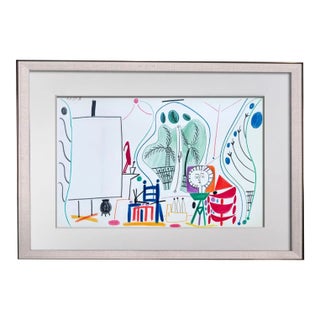 Pablo Picasso Limited Edition Lithograph Studio Sketchbook "8/11/55" W/Frame For Sale