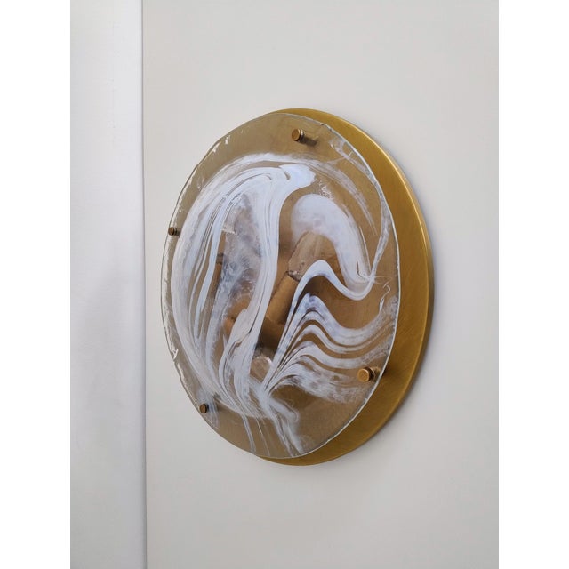Large Flush Mount in Brass and Murano Glass from Hillebrand Lighting, 1970s For Sale - Image 13 of 18
